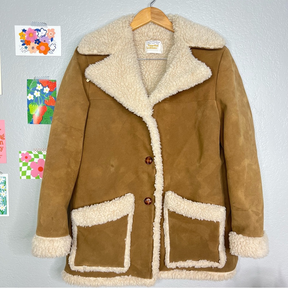 Vintage 70s penny lane Fingerhut Fashions Faux Shearling Suede Button-up Jacket